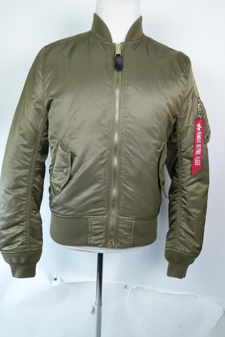 Alpha Industries Jacket Mens Small Green MA-1 Bomber Slim Fit Flight Nylon
